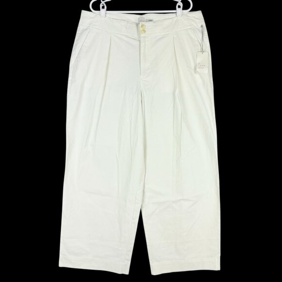 A New Day Women's Stretch Wide Leg High Rise Pleated Cream Pants Plus Sz 18W NWT - Picture 1 of 10